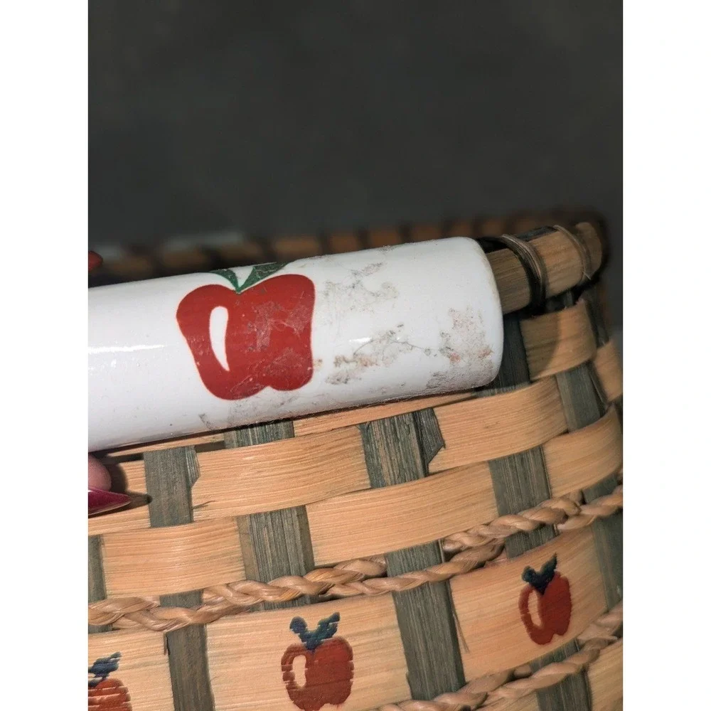 Handwoven Apple Wicker Basket‎ Farmhouse Ceramic Handles Decor 8